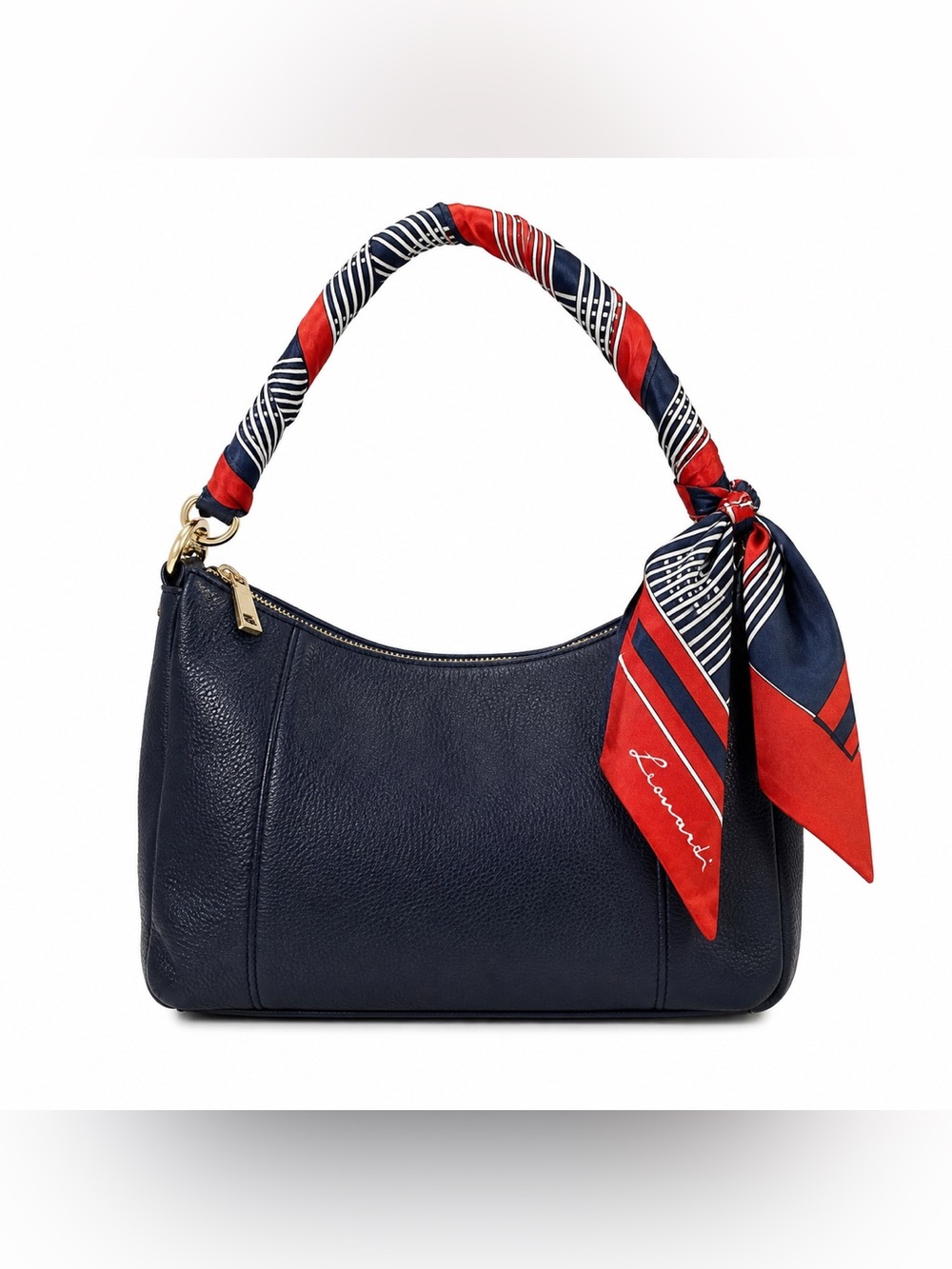 Leonardi Geometric Square Scarf Red Navy White Mod Preppy 31x30
